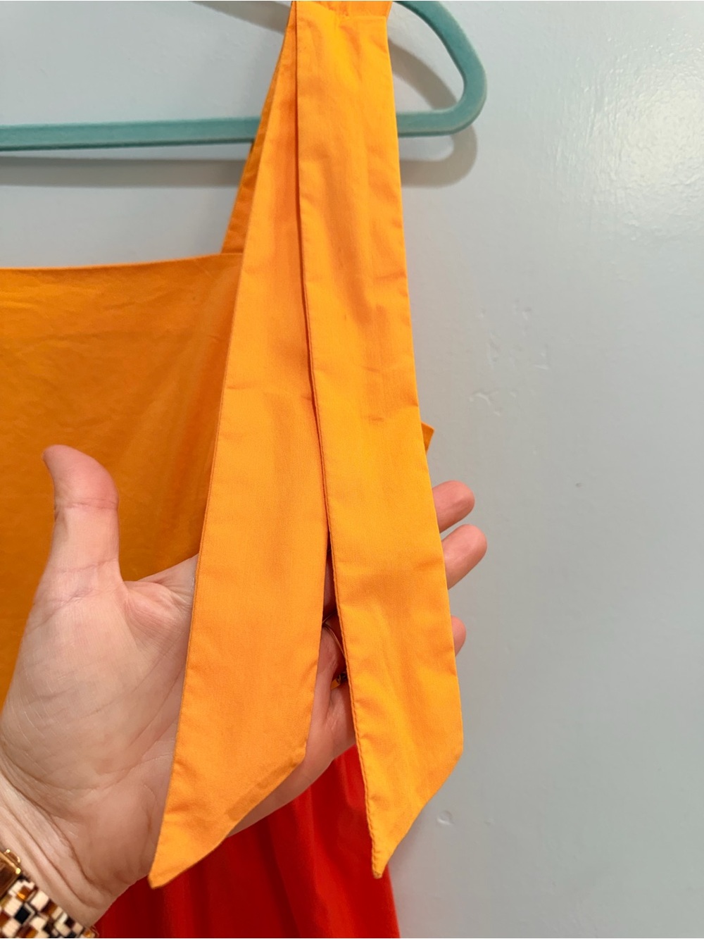 Marc New York Colorblock Tiered Midi Dress Sunset Yellow Orange Pink Bows M - Picture 5 of 14